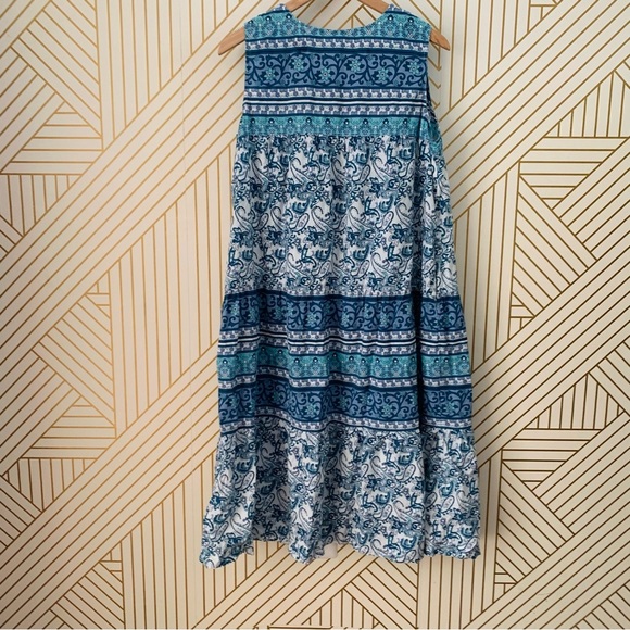 The Vermont Company Store floral paisley tiered layered cotton sleeveless dress - Picture 5 of 7